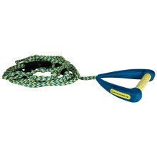 Load image into Gallery viewer, 25&#39; Pro Surf Rope w/ Handle Blue &amp; Yellow
